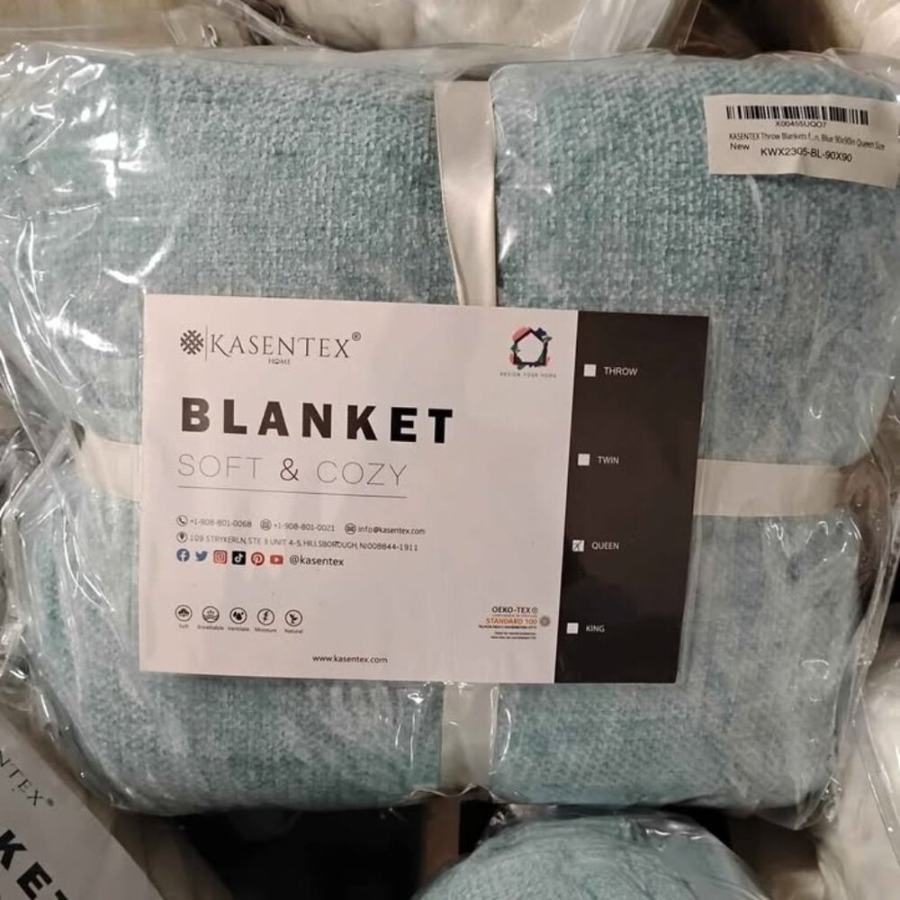 New Original Packaging - Chenille King Size Blanket - Blue